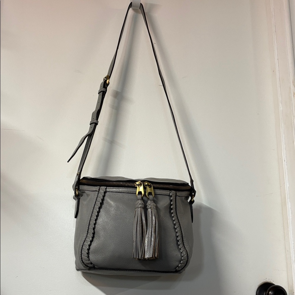 orYANY Dusty Grey Leather Tassel Crossbody Bag - Picture 9 of 11